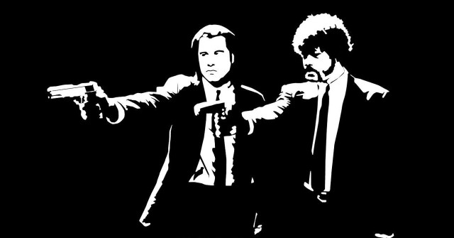 Two men guns pointing black free wallpaper for desktop - medium preview image