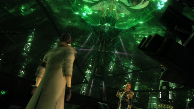 Man woman green light dark free wallpaper for desktop - medium preview image