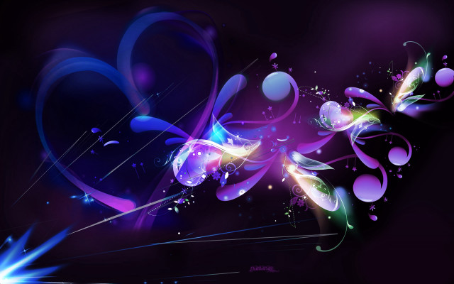 Purple blue abstract background heart free wallpaper for desktop - medium preview image