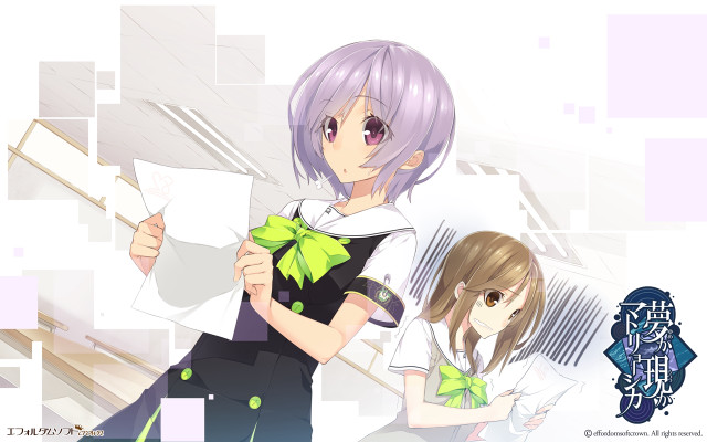 Anime girls purple hair green #3 free wallpaper for desktop - medium preview image