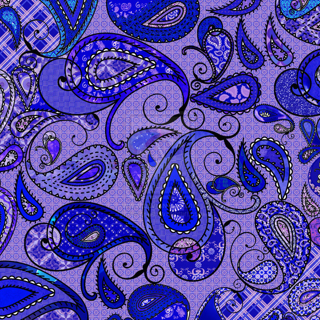 Purple blue paisley pattern checkered free wallpaper for tablet - medium preview image
