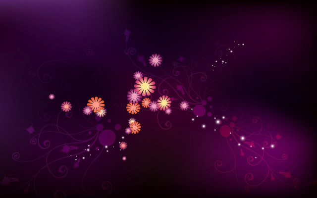 Purple background flowers swirls black free wallpaper for desktop - medium preview image