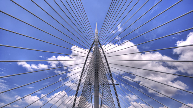 Tall bridge sky clouds people free wallpaper for desktop - medium preview image