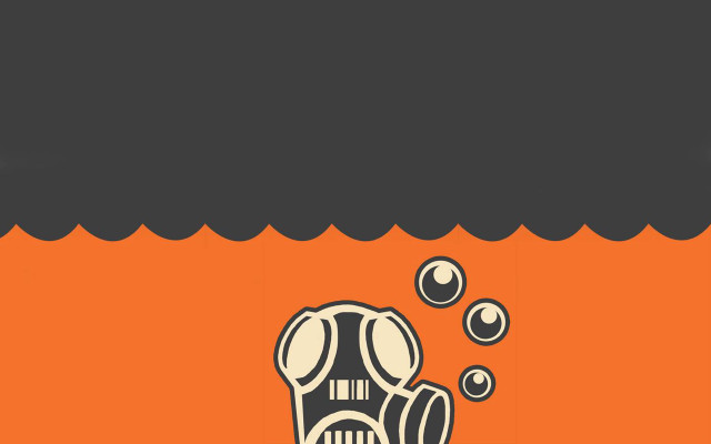 Gas mask water bubbles orange free wallpaper for desktop - medium preview image