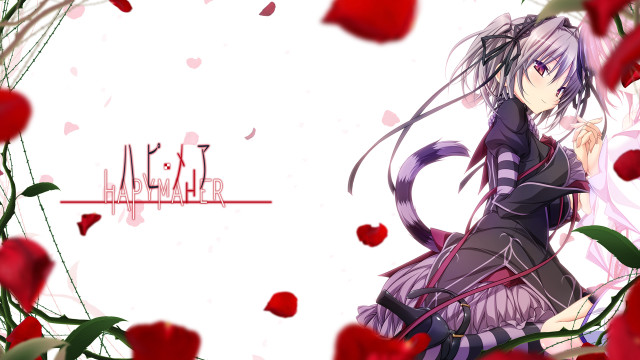 Anime girl roses red rose free wallpaper for desktop - medium preview image