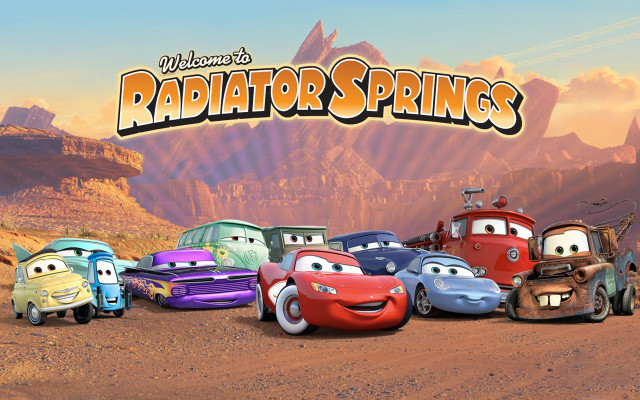 Radiator springs cars mountain sunset free wallpaper for desktop - medium preview image