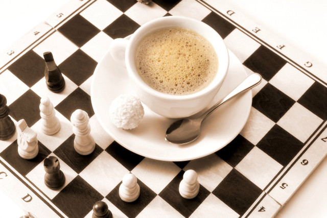 Coffee cup chessboard spoon chessset free wallpaper for desktop - medium preview image