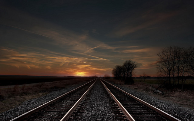 Train track sunset clouds sky #8 free wallpaper for desktop - medium preview image