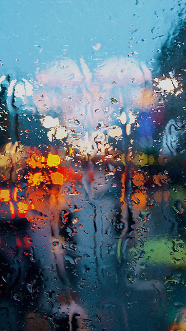 Rainy street blur car building free wallpaper for mobile - medium preview image