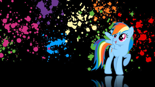 Rainbow pony black background paint free wallpaper for desktop - medium preview image