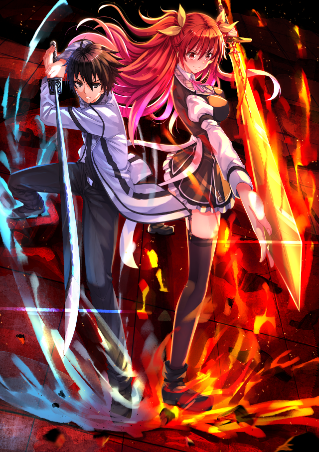 Anime characters swords fire action free wallpaper for mobile - medium preview image