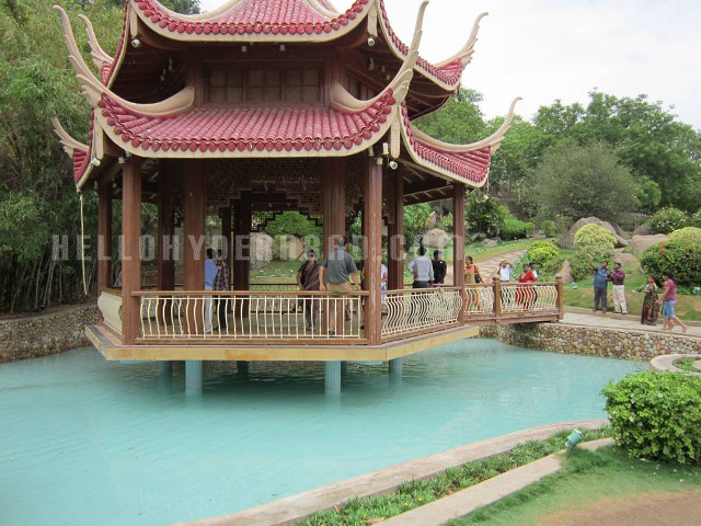 Pavilion people park pond trees free wallpaper for desktop - medium preview image