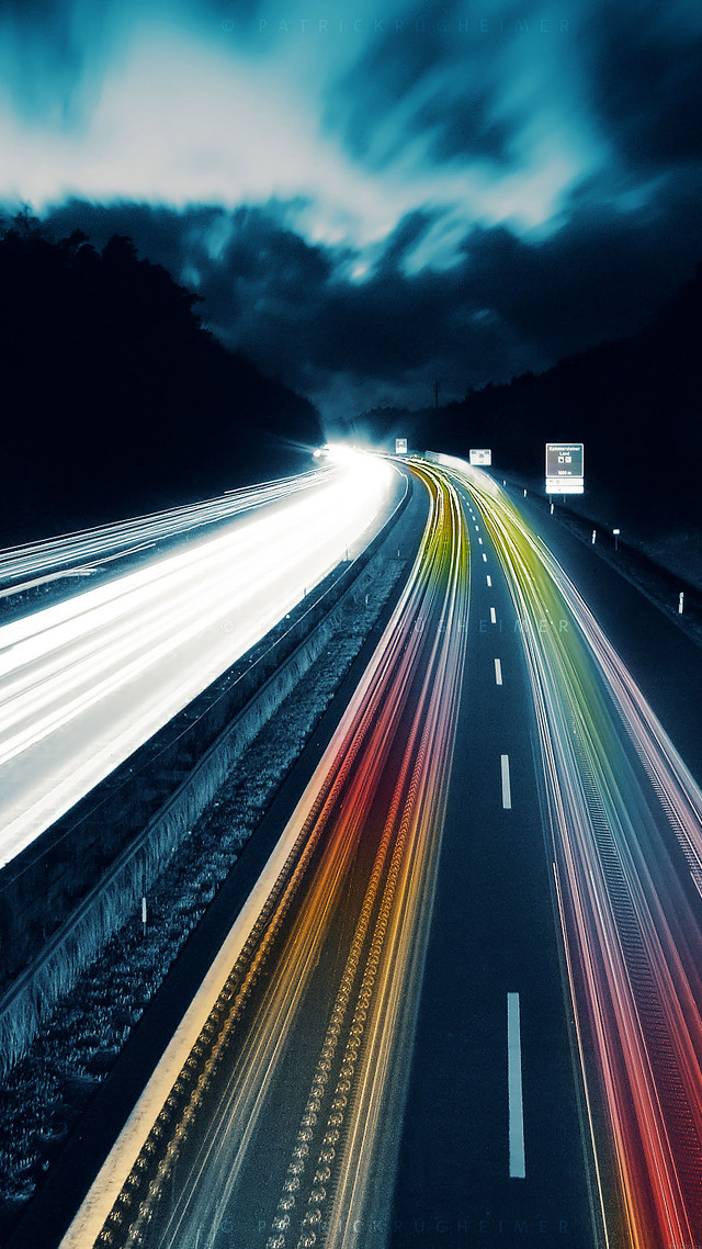 Highway traffic night lights motion free wallpaper for mobile - medium preview image