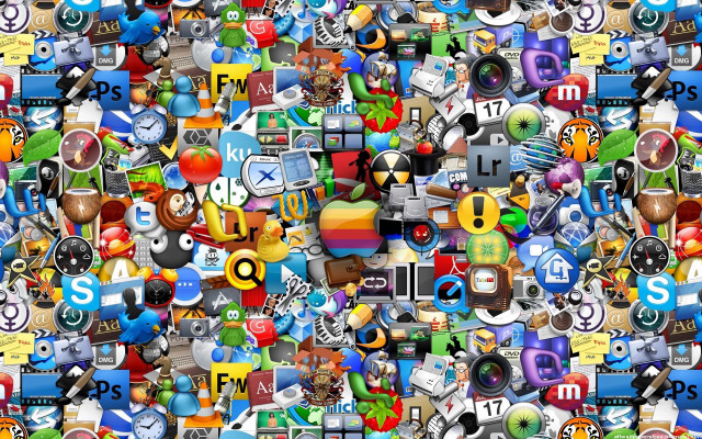 Computer icons symbols pile colorful free wallpaper for desktop - medium preview image