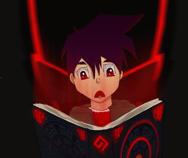 Cartoon character reading book red free wallpaper for desktop - medium preview image