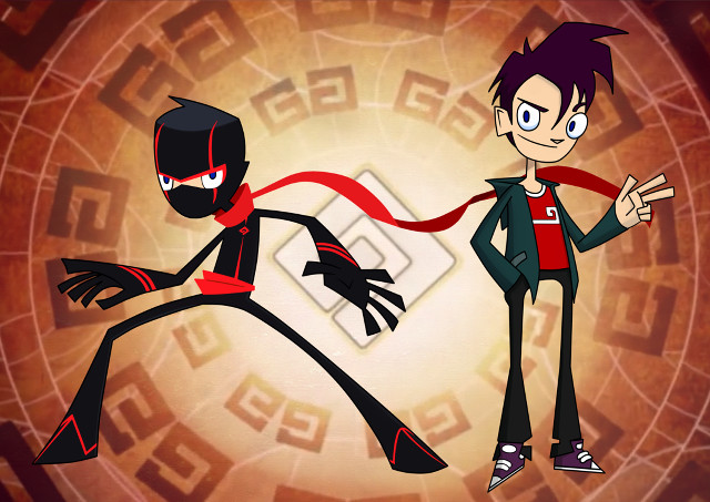 Cartoon character red scarf black free wallpaper for desktop - medium preview image