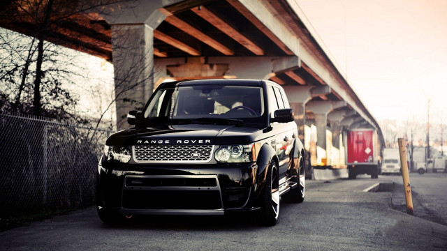 Black range rover parked bridge free wallpaper for desktop - medium preview image