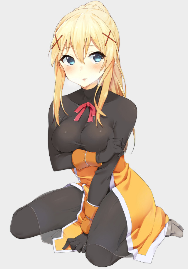 Blonde haired blue eyed sitting free wallpaper for mobile - medium preview image