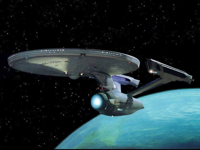Star trek ship blue planet free wallpaper for desktop - medium preview image