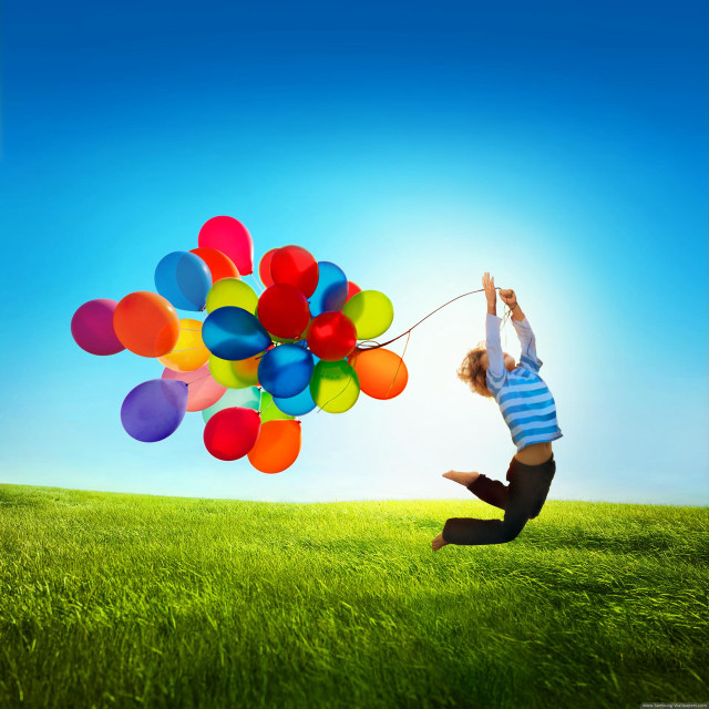 Person jumping balloons air happiness #3 free wallpaper for tablet - medium preview image