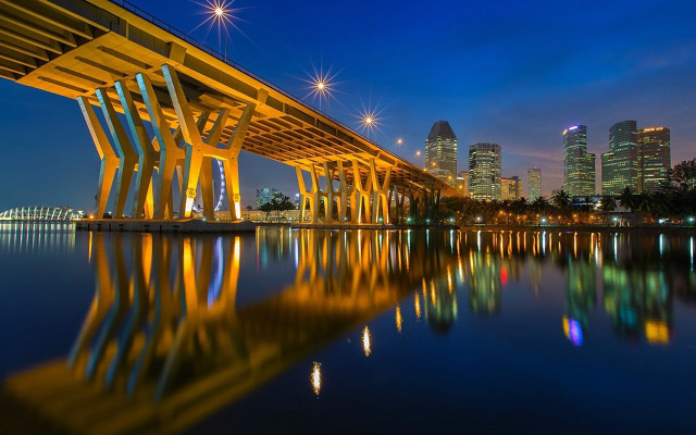 Bridge water city night lights #18 free wallpaper for desktop - medium preview image