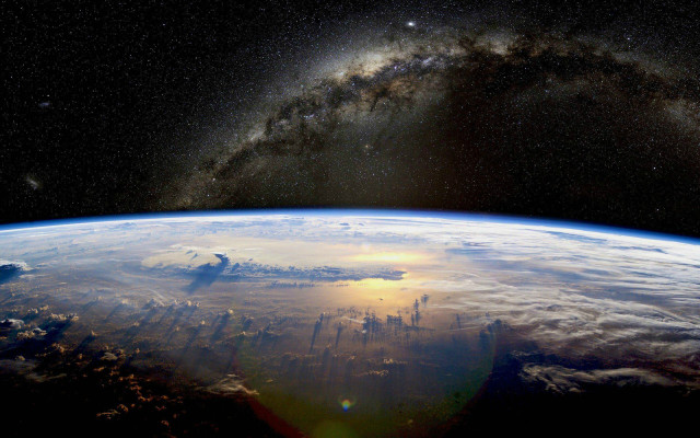 Earth space sun starry sky free wallpaper for desktop - medium preview image