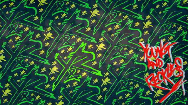 Graffiti wall green background yellow free wallpaper for desktop - medium preview image