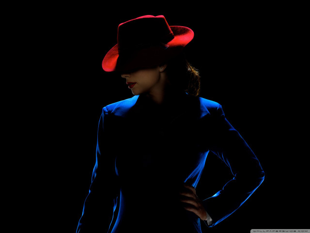 Woman hat blue jacket posing free wallpaper for desktop - medium preview image
