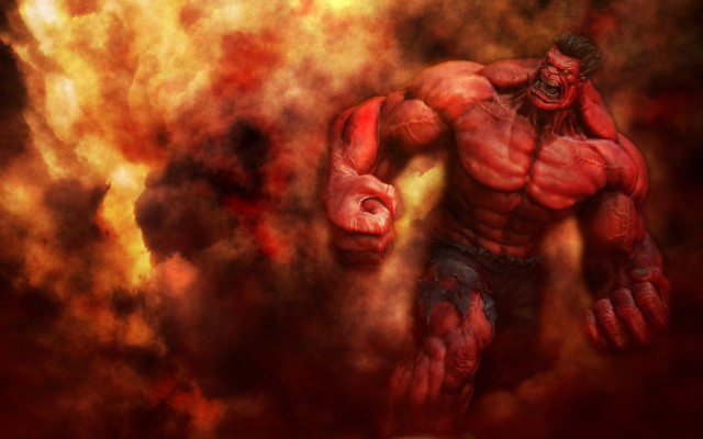 Man red face fist fire free wallpaper for desktop - medium preview image