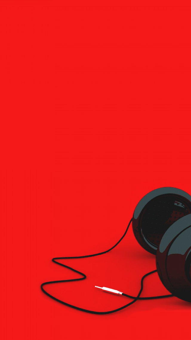 Headphones red surface cord 3d free wallpaper for mobile - medium preview image