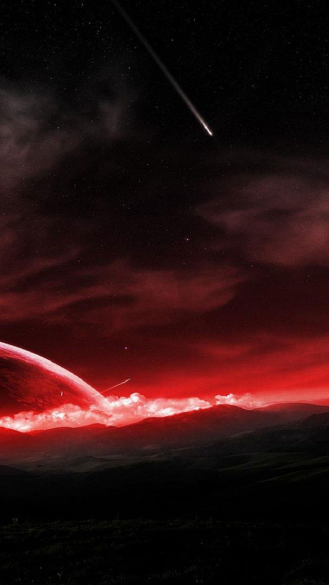 Red sky red streak black free wallpaper for mobile - medium preview image