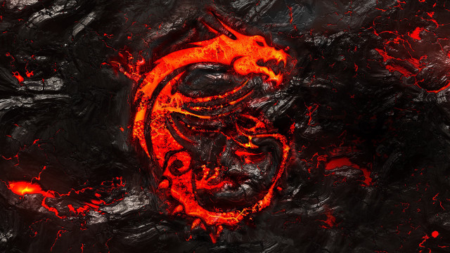 Red black dragon painting splatter free wallpaper for desktop - medium preview image