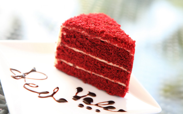 Red cake white plate chocolate free wallpaper for desktop - medium preview image