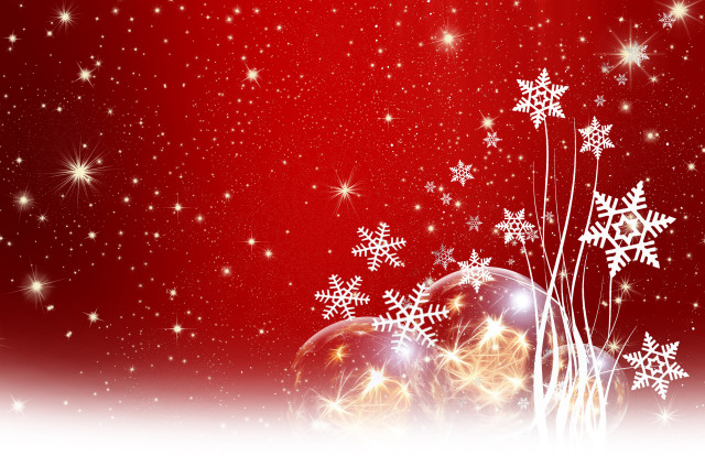 Red background snowflakes stars sky free wallpaper for desktop - medium preview image