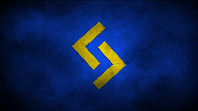 Blue yellow wall arrow background free wallpaper for desktop - medium preview image