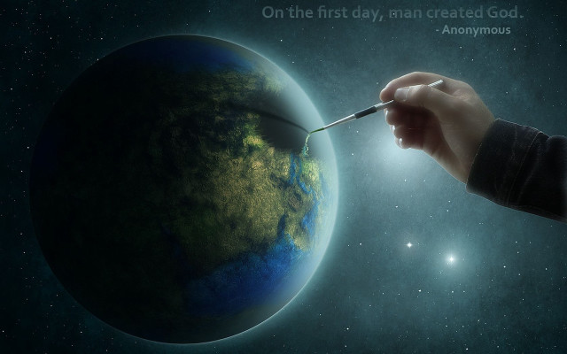 Hand paintbrush planet stars quote free wallpaper for desktop - medium preview image