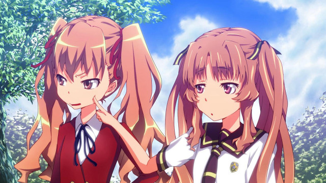 Anime girls forest trees blue free wallpaper for desktop - medium preview image