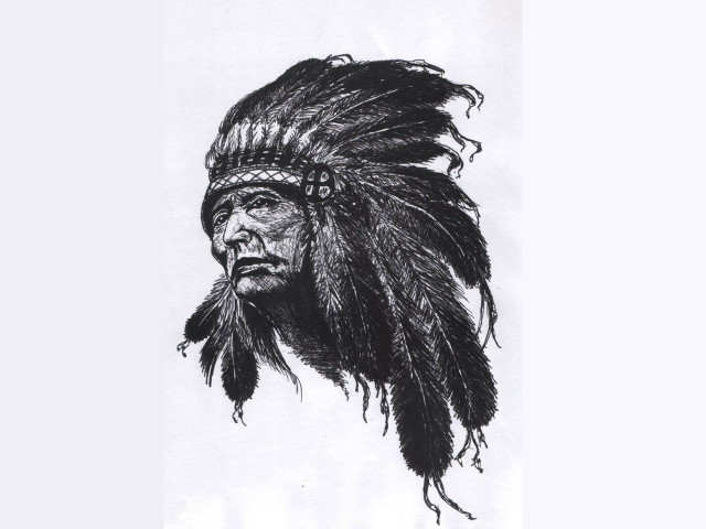 Native american headdress feathers drawing free wallpaper for desktop - medium preview image