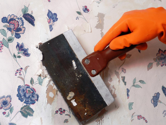 Person orange gloves removing wallpaper #3 free wallpaper for desktop - medium preview image