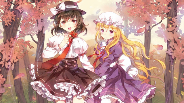 Anime girls dresses hats forest #2 free wallpaper for desktop - medium preview image