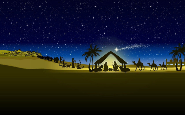 Nativity scene manger star foregound free wallpaper for desktop - medium preview image