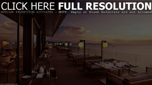 Restaurant ocean view sunset sunrise free wallpaper for desktop - medium preview image
