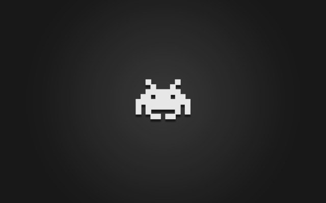 Black white space invader dark #2 free wallpaper for desktop - medium preview image
