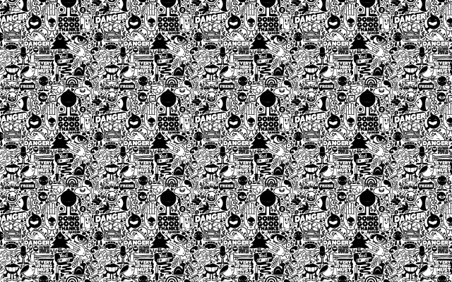 Black white pattern different things #2 free wallpaper for desktop - medium preview image