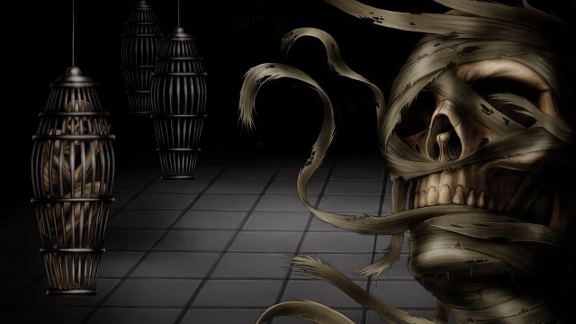 Creepy monster long hair lantern free wallpaper for desktop - medium preview image