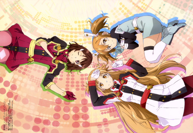 Anime girls group circles dots free wallpaper for desktop - medium preview image