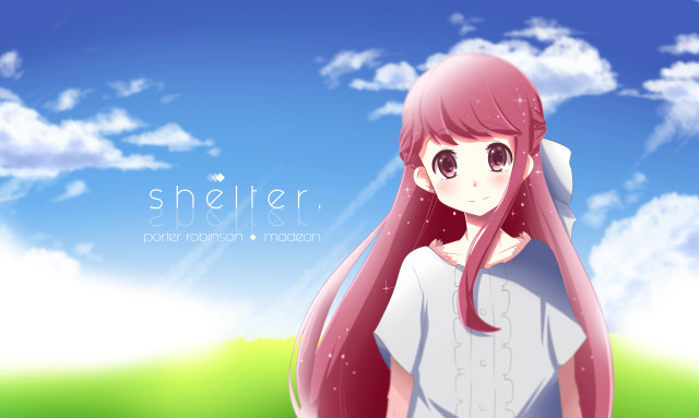 Girl pink hair field sky free wallpaper for desktop - medium preview image