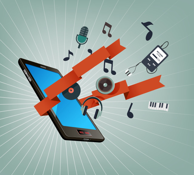 Cell phone ribbon music notes free wallpaper for tablet - medium preview image