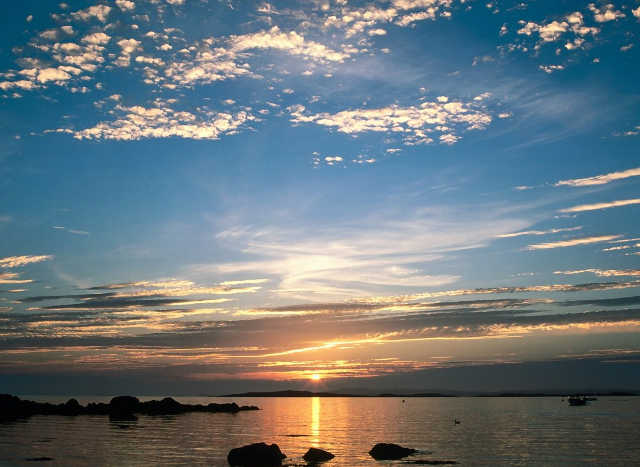 Sunset water rocks clouds sky #2 free wallpaper for desktop - medium preview image