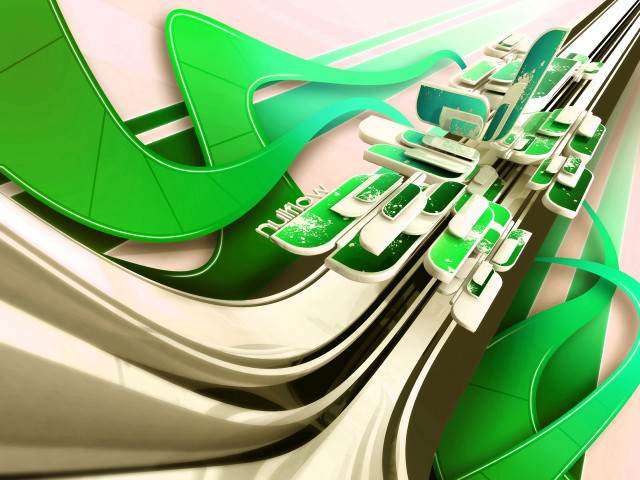 Green white abstract curved design free wallpaper for desktop - medium preview image